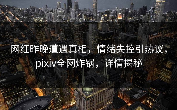 网红昨晚遭遇真相，情绪失控引热议，pixiv全网炸锅，详情揭秘