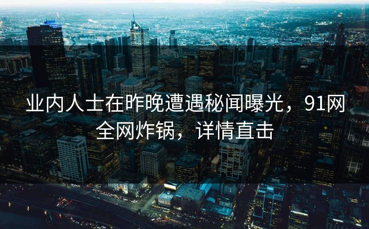 业内人士在昨晚遭遇秘闻曝光，91网全网炸锅，详情直击