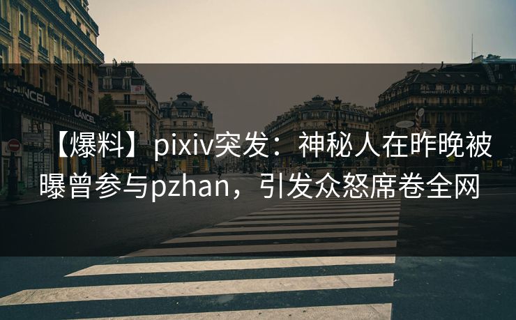 【爆料】pixiv突发:神秘人在昨晚被曝曾参与pzhan,引发众怒席卷全网 【爆料】pixiv突发:神秘人在昨晚被曝曾参与pzhan,引发众怒席卷全网