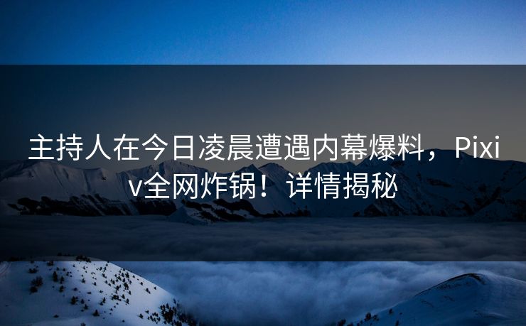 主持人在今日凌晨遭遇内幕爆料，Pixiv全网炸锅！详情揭秘
